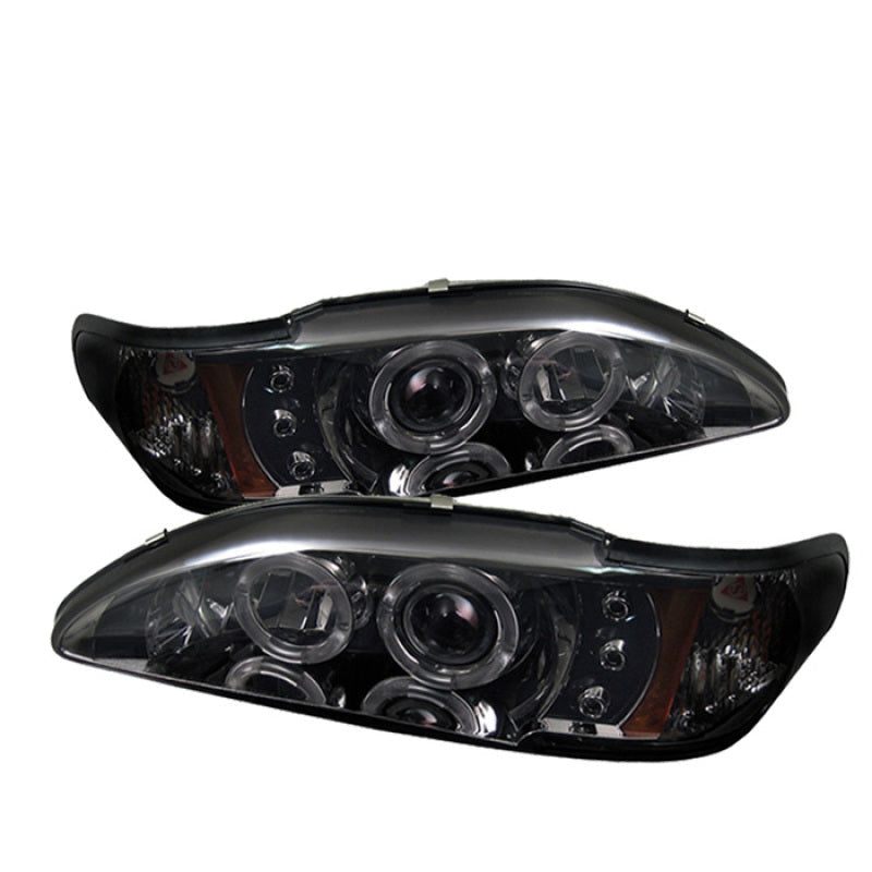 Spyder Ford Mustang 94-98 1PC Projector LED Halo Amber Reflctr LED Smk PRO-YD-FM94-1PC-AM-SMC