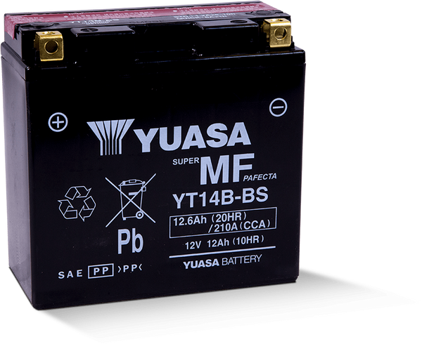 Yuasa YT14B-BS Maintenance Free 12 Volt AGM Battery - YUAM624B4 for 2010-2013 Hyosung ST7