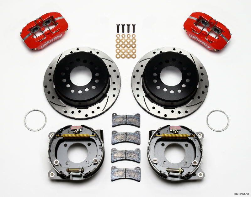 Wilwood Dynapro Low-Profile 11.00in P-Brake Kit Drill-Red Chevy 12 Bolt 2.75in Off w/ C-Clips - 140-11398-DR