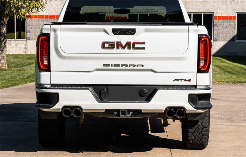 Corsa 19-23GMC Sierra 1500 Cat-Back Dual Rear Exit with Twin 4in Black Powder Coat Pro-Series Tips - 21200BPC