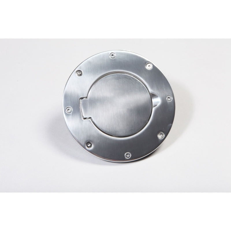 Rugged Ridge Non-Locking Gas Cap Door Polished Alum 97-06 Wrang - 11425.01 for 1997-2006 Jeep Wrangler - front view