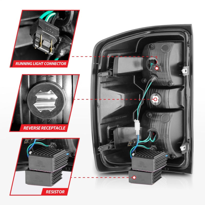 ANZO 15-19 Chevy Silverado 2500HD/3500HD (Halgn Only) LED Tail Lights w/Black Light Bar &amp; Clear Lens - 311425