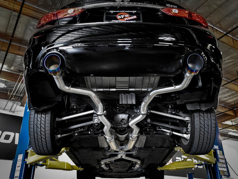 aFe Takeda 2.5in 304 SS Cat-Back Exhaust System w/ Blue Flame Tips 16-18 Infiniti Q50 V6-3.0L (tt) - 49-36132NM-L