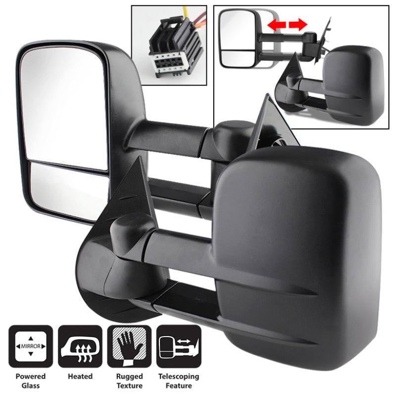 Xtune Chevy Silverado 07-12 L&amp;R Manual Extendable Power Heated Adjust Mirror MIR-CSIL07-PW-SET - 9935701