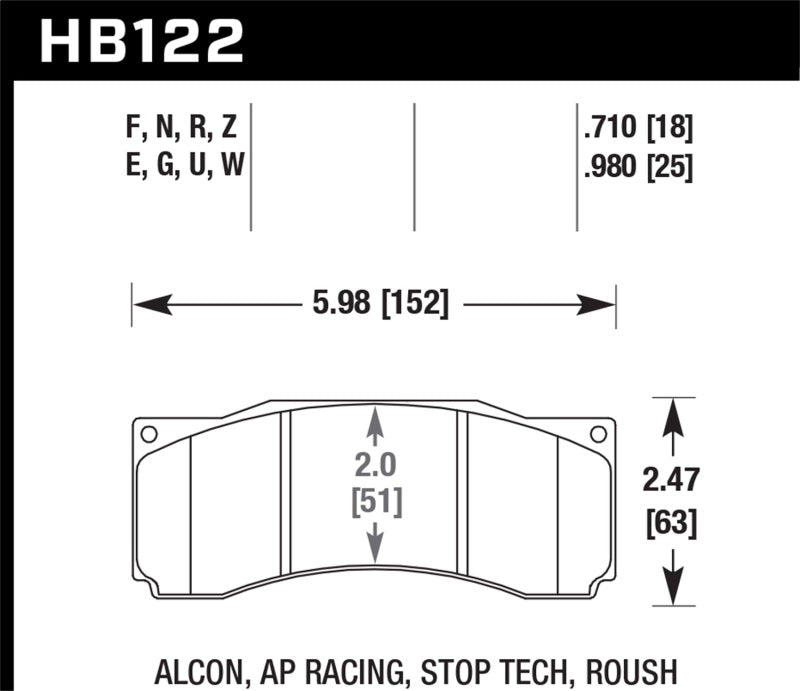 Hawk Stoptech ST-60 Caliper DTC-60 Race Brake Pads - HB122G.710