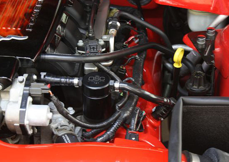 J&amp;L 05-10 Ford Mustang GT/Bullitt/Saleen Driver Side Oil Separator 3.0 - Black Anodized