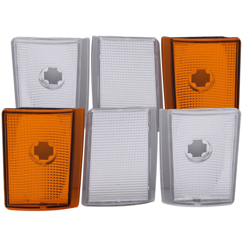 ANZO Corner Lights 1988-1993 Chevrolet C1500 Euro Corner Lights 4 Crystal Chrome / 2 Crystal Amber - 521032