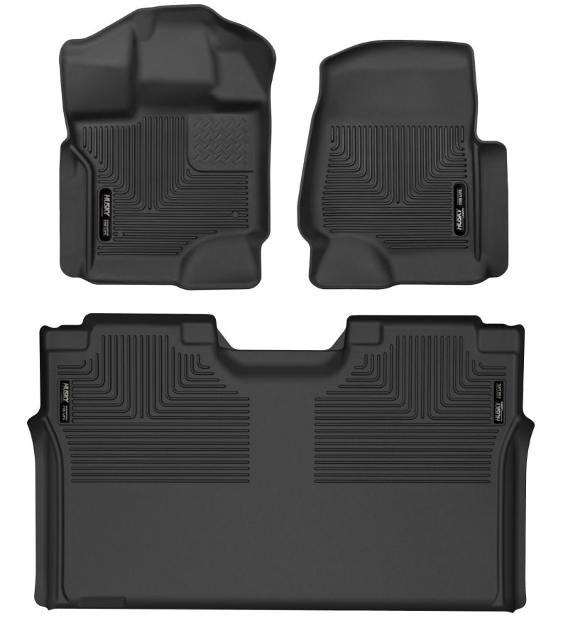 Husky Liners 15-23 Ford F-150 SuperCrew Cab X-Act Contour Front &amp; 2nd Row Seat Floor Liners - Black - 53498