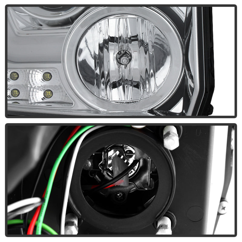 Spyder GMC Sierra 14-16 Projector Headlights Light Bar DRL Chrm PRO-YD-GS14V2-LBDRL-C - 5080868