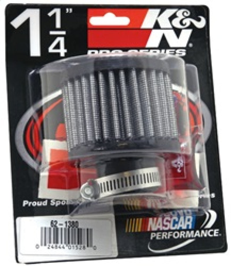 K&N 1.25in Flange ID x 3in OD x 2.5 inch H Rubber Base Crankcase Vent Filter - 62-1380 by K&N Engineering - side view