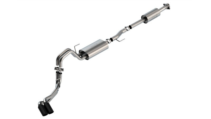 Borla F-150 2021 2.7L/3.5L 4dr CC SB EC STB Lar/KingR/Plnm/LTD 3/2.25 DSE CB Touring BLK CHR Tips - 140870BC