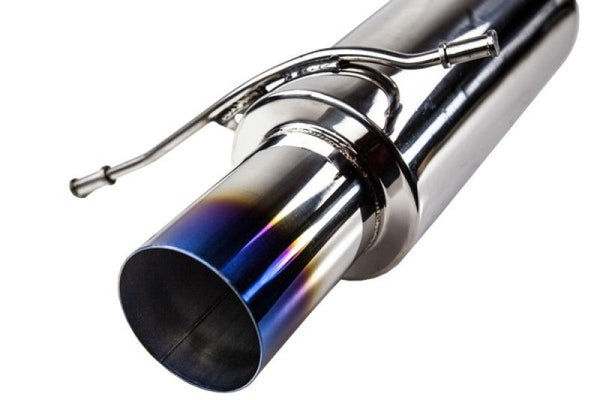 Turbo XS 02-07 WRX-STi Rear Muffler Assembly w/ Titanium Tip - WS02-RMA-TI for 2015-2021 Subaru WRX STI - front view