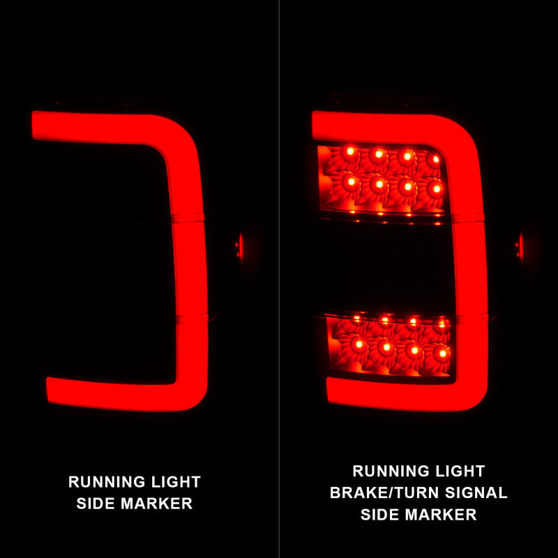 ANZO 01-11 Ford Ranger LED Taillights - Black Housing w/ Smoke Lens &amp; Light Bar - 311391