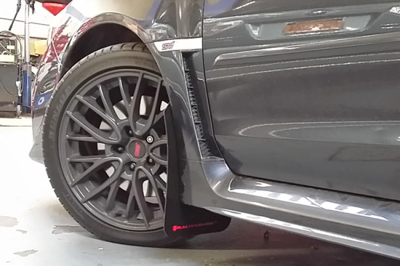 Rally Armor 15-21 Subaru WRX/STI (Sedan ONLY) White UR Mud Flap w/ Red Logo - MF32-UR-WH/RD