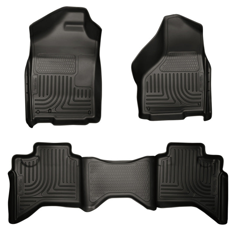 Husky Liners 09-12 Dodge Ram 1500 Quad Cab WeatherBeater Black Front &amp; Second Seat Floor Liner - 99011