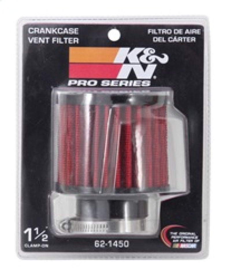 K&N 1.5in Flange ID x 3in OD x 2.5in H Rubber Base Crankcase Vent Filter - 62-1450