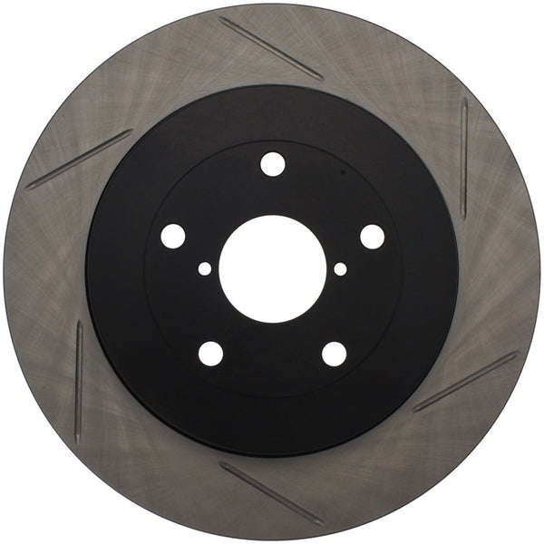 StopTech Power Slot 05-07 STi Rear Right Slotted Rotor - 126.47023SR for 2005-2007 Subaru Impreza - front view