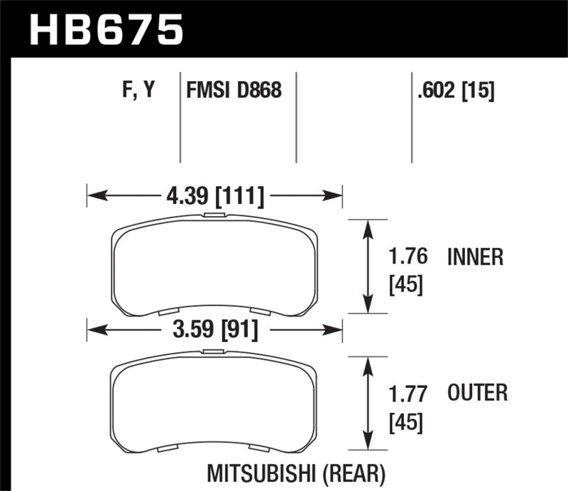 Hawk 09+ Mitsubishi Lancer Ralliart / 08+ Lancer GTS HPS Street Rear Brake Pads - HB675F.602