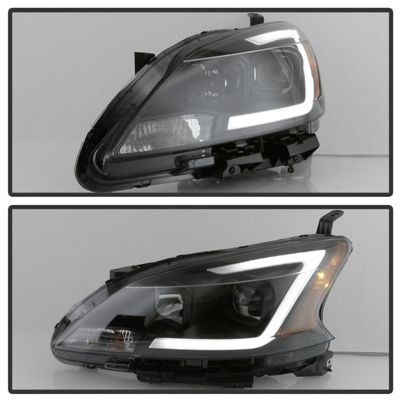xTune 13-15 Nissan Sentra DRL LED Light Bar Proj Halogen Headlights - Blk Smoke (PRO-JH-NS13-LB-BSM) - 9042973