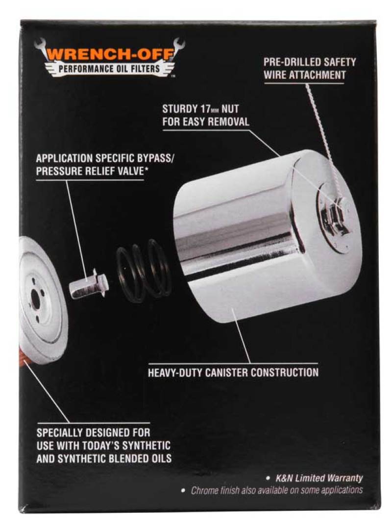 K&amp;N Harley Davidson / Buell 3in OD x 4.063in H Chrome Oil Filter - KN-171C