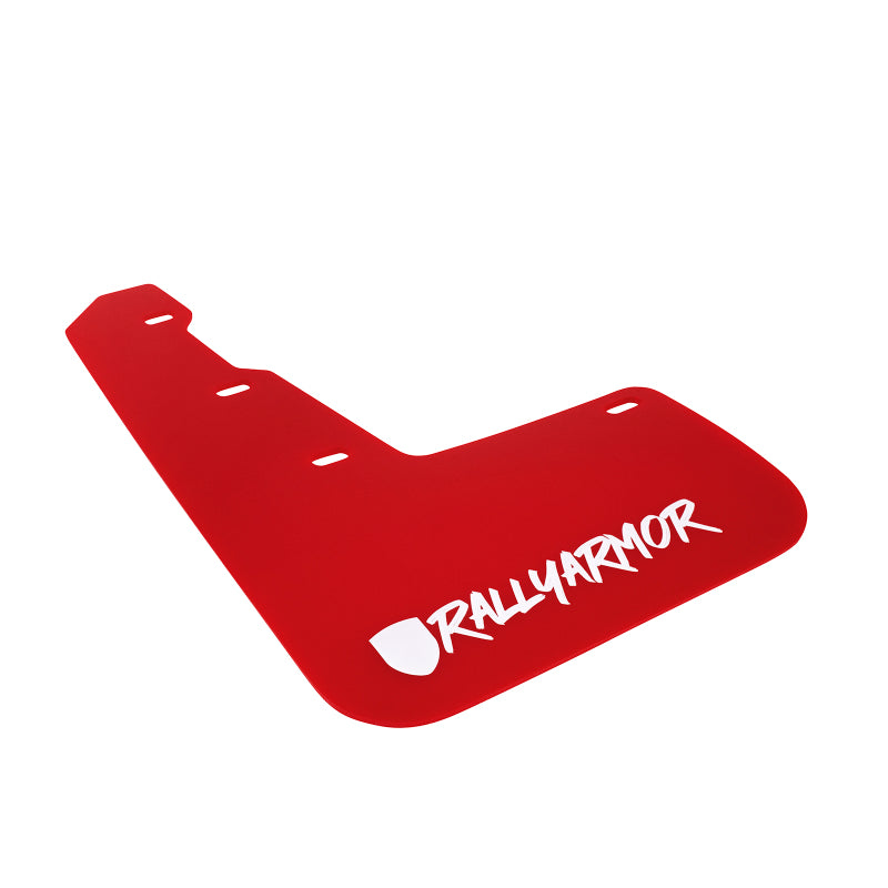 Rally Armor 15-21 Subaru WRX &amp;amp; STI Red Mud Flap White Altered Font Logo - MF32-UR-RD/WH-X