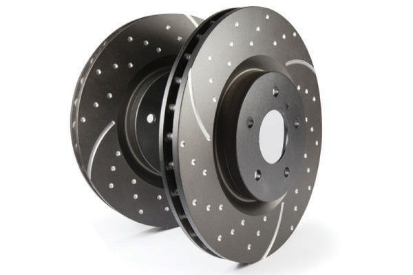 EBC 15-18 Subaru Legacy/Outback GD Sport Slotted and Dimpled Rear Rotors - GD7710 for 2002-2023 Subaru WRX - front view
