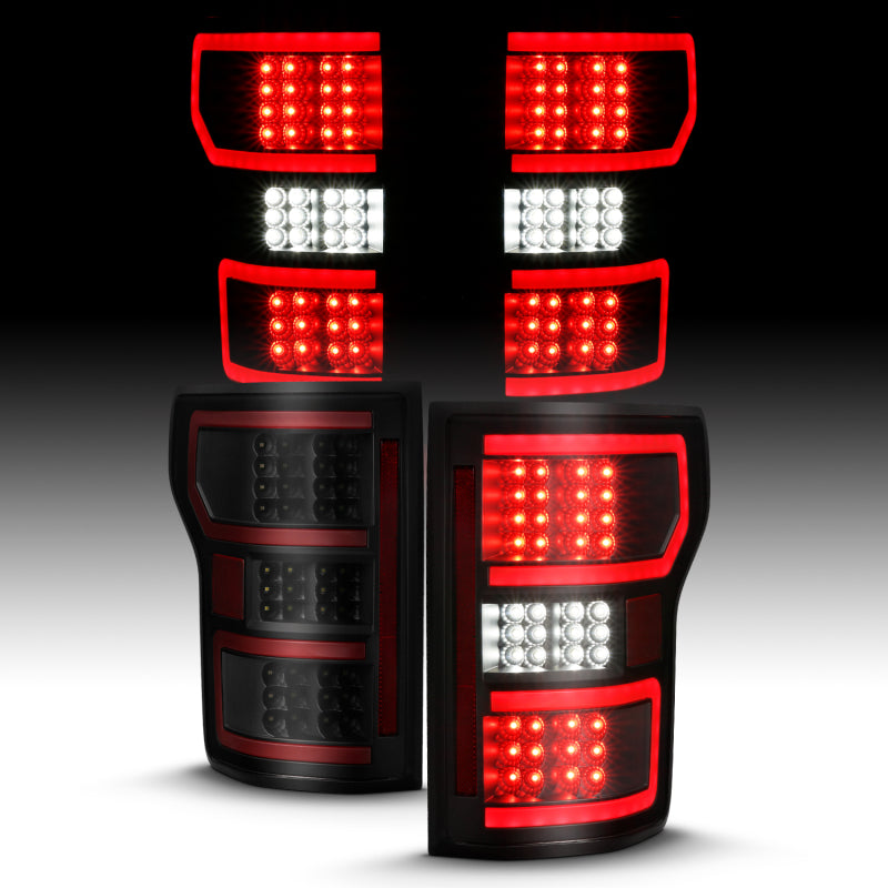ANZO 18-19 Ford F-150 LED Taillight Black Housing Clear Lens Red Light Bar W/Sequential - 311314