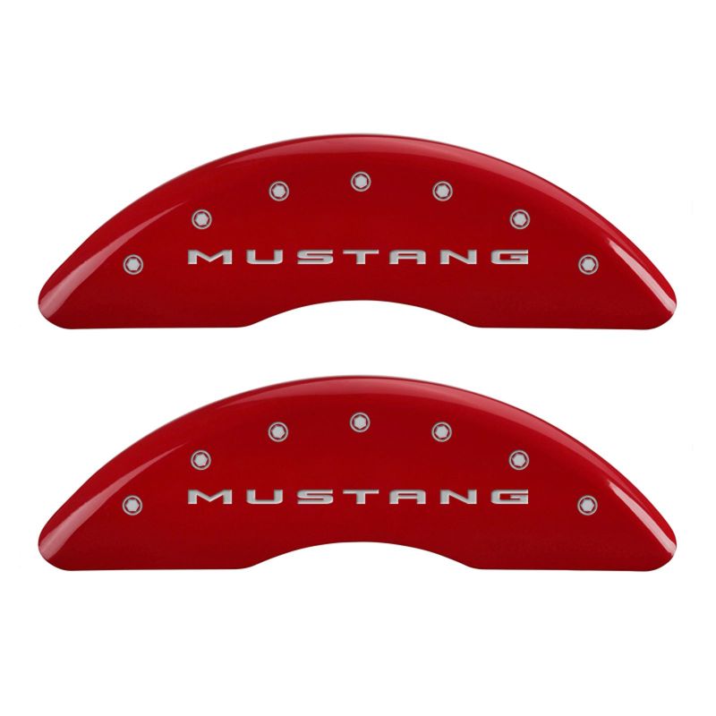 MGP 4 Caliper Covers Engraved Front 2015/Mustang Engraved Rear 2015/50 Red finish silver ch - 10201SM52RD