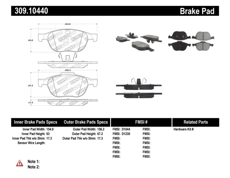 StopTech Performance 04-09 Mazda 3 Front Brake Pads - 309.10440