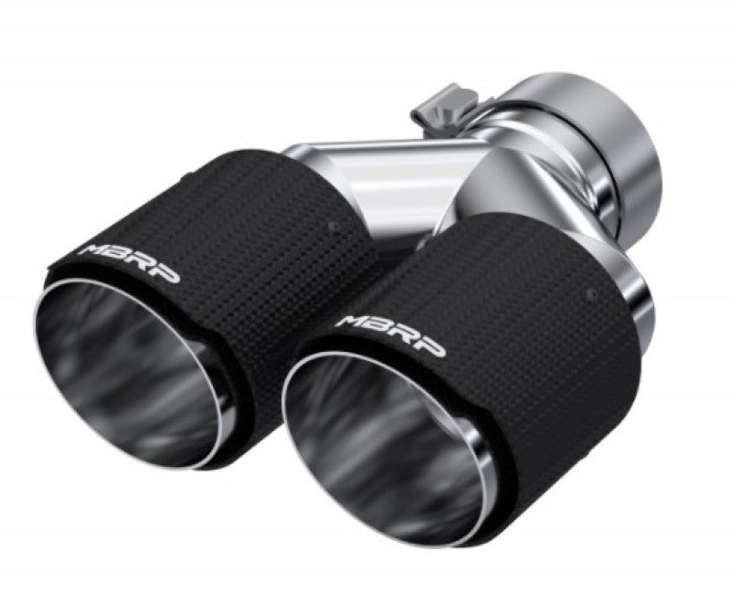 MBRP 3in ID / Dual 4in OD Out Staggered L 9.87in / R 9.37in Dual Wall Carbon Fiber Univ Exhaust Tip - T5182CF