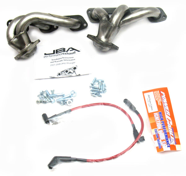 JBA 07-11 Jeep 3.8L V6 1-1/2in Primary Raw 409SS Cat4Ward Header - 1528S for 2007-2011 Jeep Wrangler - front view