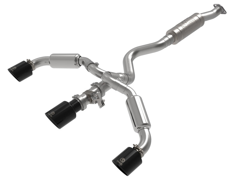 aFe 23-24 Toyota GR Corolla L3 1.6L (t) Gemini XV 3in to 2-1/2in Cat Back Exhaust w/ Black Tips - 49-36070-B