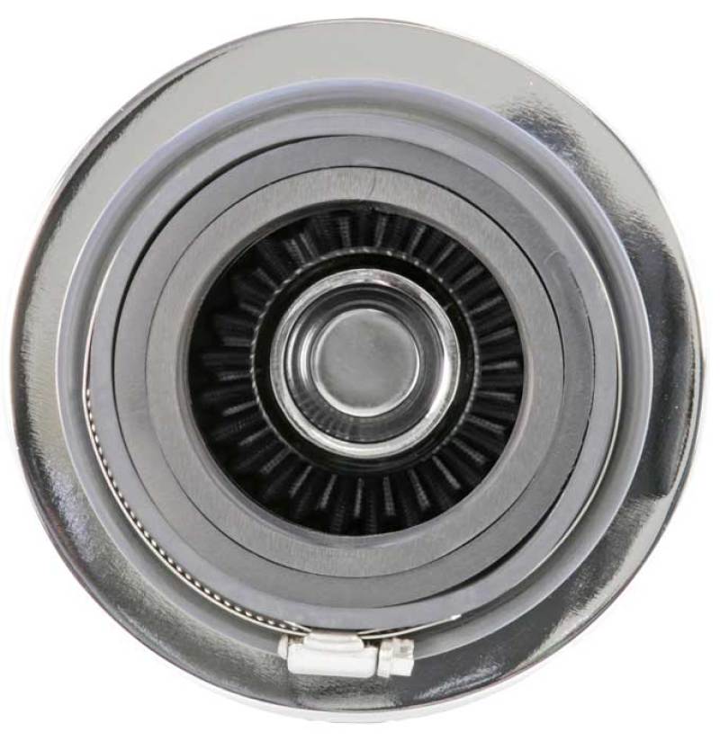 K&N Universal Filter Chrome Round Tapered White - 4in Flange ID x 1.125in Flange Length x 5.5in H - RG-1001WT