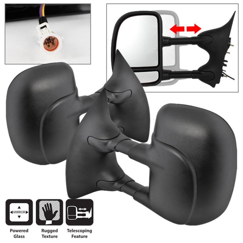 Xtune Ford Superduty 02-07 L&amp;R Manual Extendable Power Adjust Mirror MIR-FDSD99S-PW-SET - 9935664