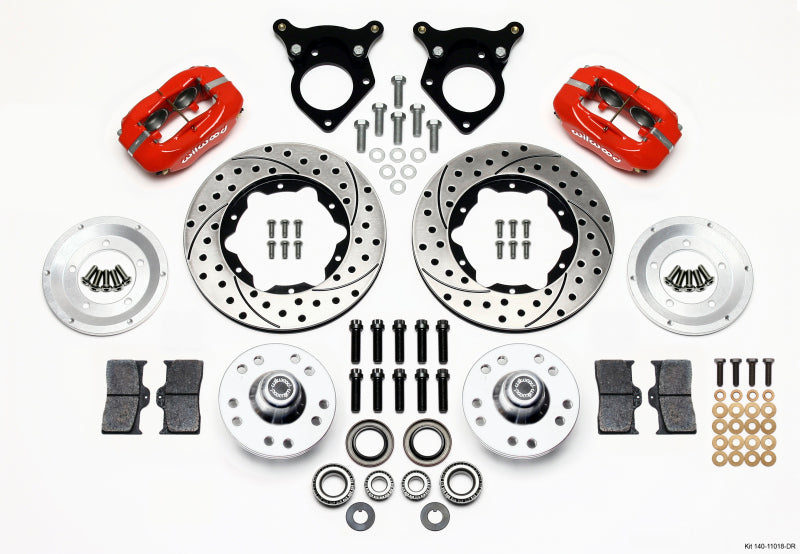 Wilwood Forged Dynalite Front Kit 11.00in Drilled Red 87-93 Mustang 5 Lug - 140-11018-DR