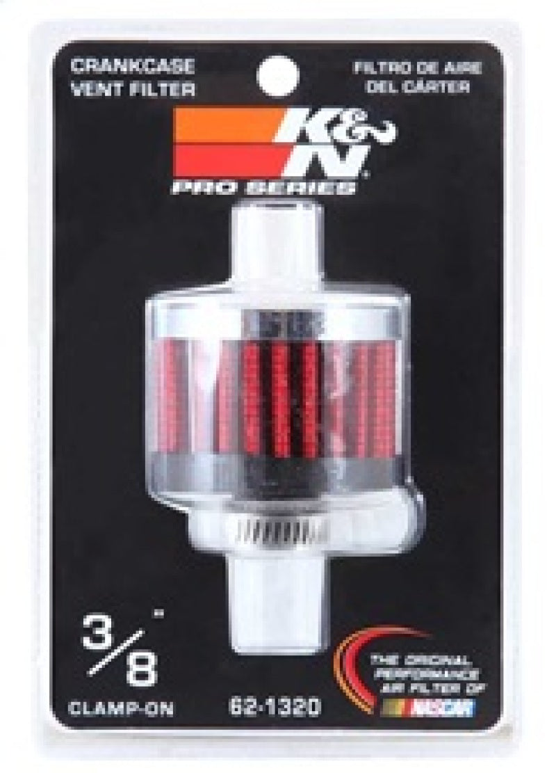 K&N Clamp On Rubber Base Crankcase Vent Filter 0.375in Flange ID x 2in OD x 1.5in Height - 62-1320