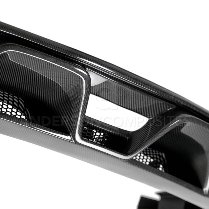 Anderson Composites 15-16 Ford Mustang R-Style Carbon Fiber Rear Valance (for Quad Tip Exhaust) - AC-RL15FDMU-GR