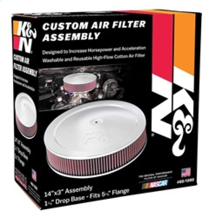 K&N 14in Red Custom Air Cleaner Assembly - 5.125in ID x 14in OD x 2.75in H x 1.25in Drop Base - 60-1280