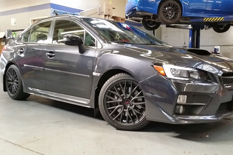 Clearance - Rally Armor 15-21 Subaru WRX/STI (Sedan ONLY) Black UR Mud Flap w/ Light Blue Logo - RALMF32-UR-BLK/LBL
