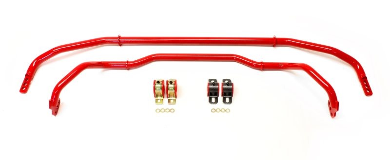 BMR 13-15 5th Gen Camaro Front &amp; Rear Sway Bar Kit w/ Bushings - Red - SB039R