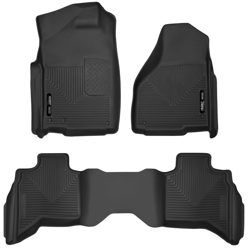 Husky Liners 10-18 Dodge Ram 1500 Quad Cab X-Act Contour Front &amp; Second Seat Floor Liners - Black - 53628