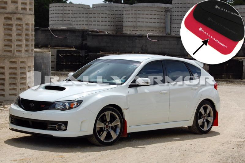 Rally Armor 08-11 Subaru STI (Hatch Only) / 11-14 WRX (Hatch Only) Red UR Mud Flap w/ White Logo - MF15-UR-RD/WH