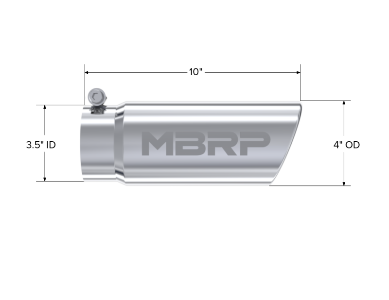 MBRP Universal Tip 4in O.D. Angled Rolled End 3 inlet 10 length - T5112
