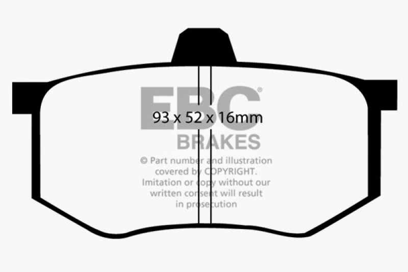 EBC 08-16 Mitsubishi Lancer Evo 10 2.0 Turbo (1 piece rotor) Ultimax2 Rear Brake Pads - UD1368
