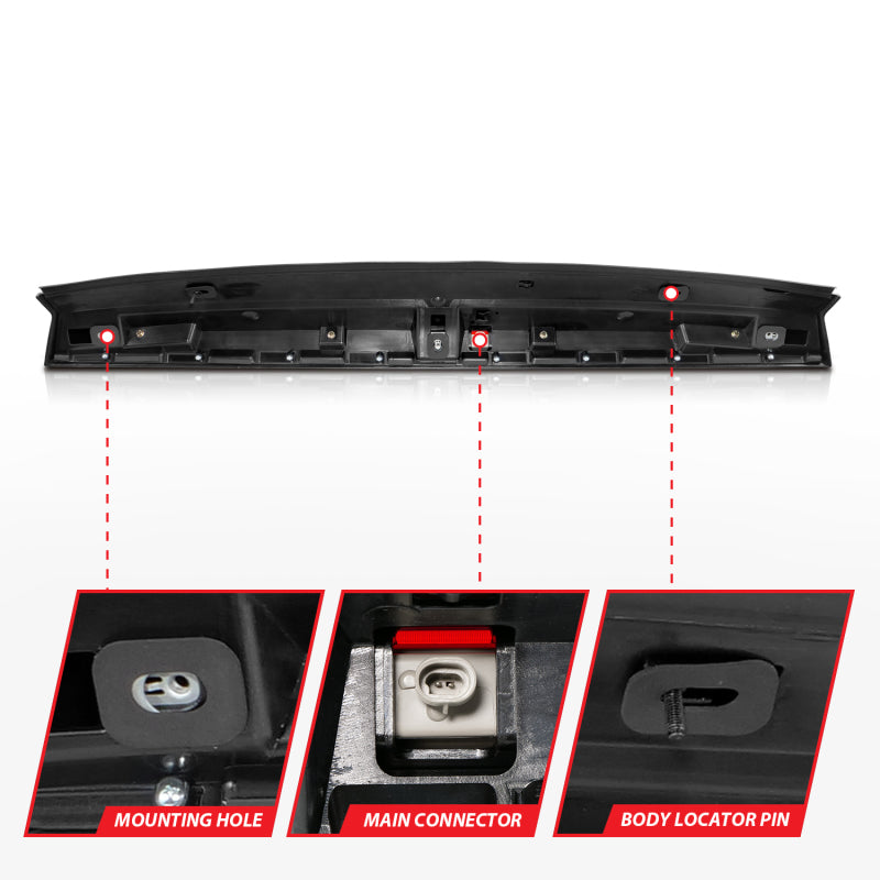 ANZO 2007-2014 Chevrolet Suburban 1500 LED 3rd Brake Light Black Housing Smoke Lens w/ Spoiler 1pc - 531109