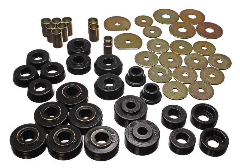 Energy Suspension Chevy Body Mounts - Black - 3.4138G for 1965-1970 Chevrolet Bel Air - front view