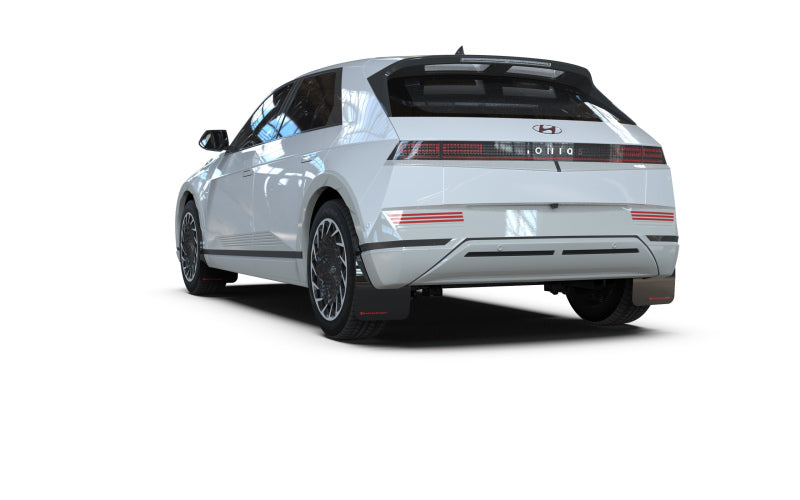 Rally Armor 2022 Hyundai Ioniq 5 Black Mud Flap w/ Red Logo - MF87-UR-BLK-RD
