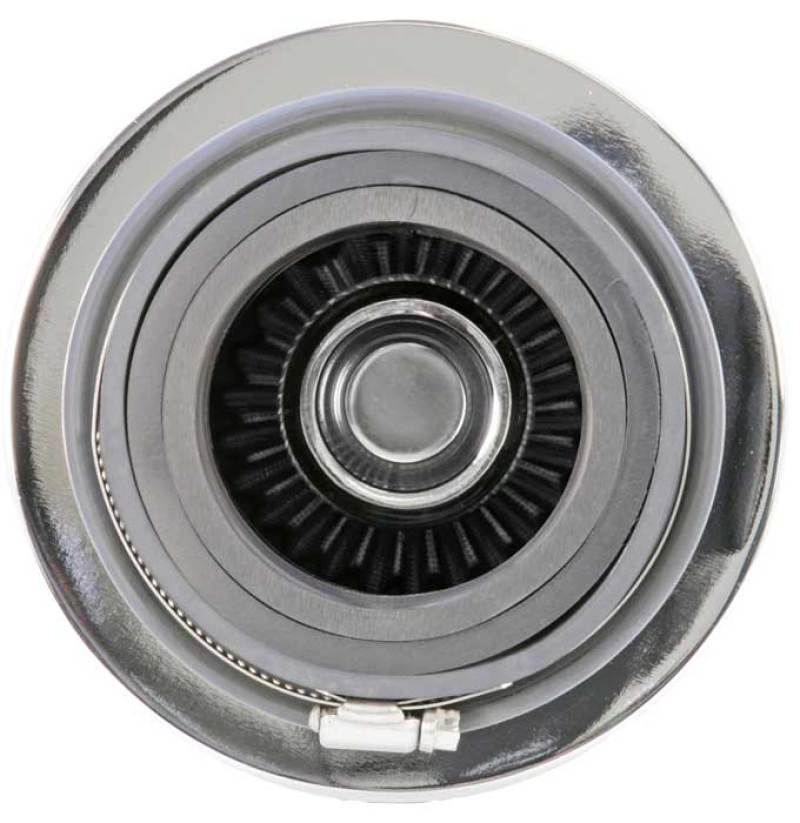 K&N Universal Filter Chrome Round Tapered White - 4in Flange ID x 1.125in Flange Length x 5.5in H - RG-1001WT