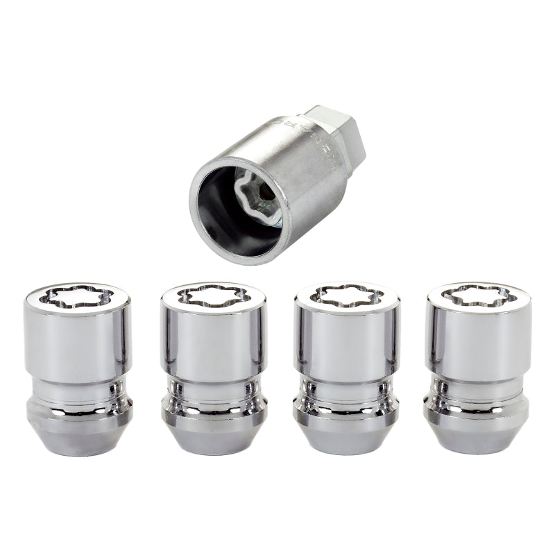 McGard Wheel Lock Nut Set - 4pk. (Cone Seat) M12X1.5 / 19mm &amp; 21mm Dual Hex / 1.28in. L - Chrome