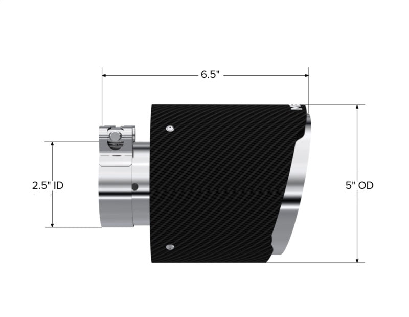 MBRP Universal Carbon Fiber Tip 2.5in ID / 5in OD Out / 6.5in Length Angle Cut Dual Wall - T5190CF